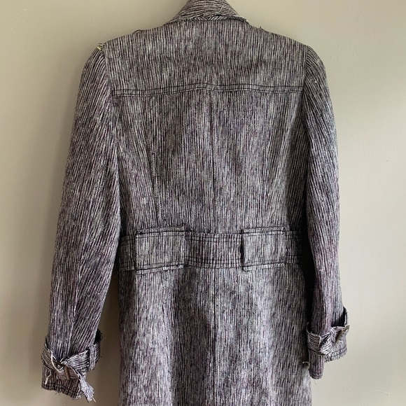 Poleci silver coat jacket size 4 Anthropologie womens silk cotton blend - Picture 6 of 16